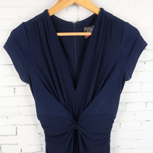 VINCE CAMUTO NAVY BLUE SHORT SLEEVE V NECK WIDE LEG JUMPSUIT SIZE XS - Picture 10 of 14